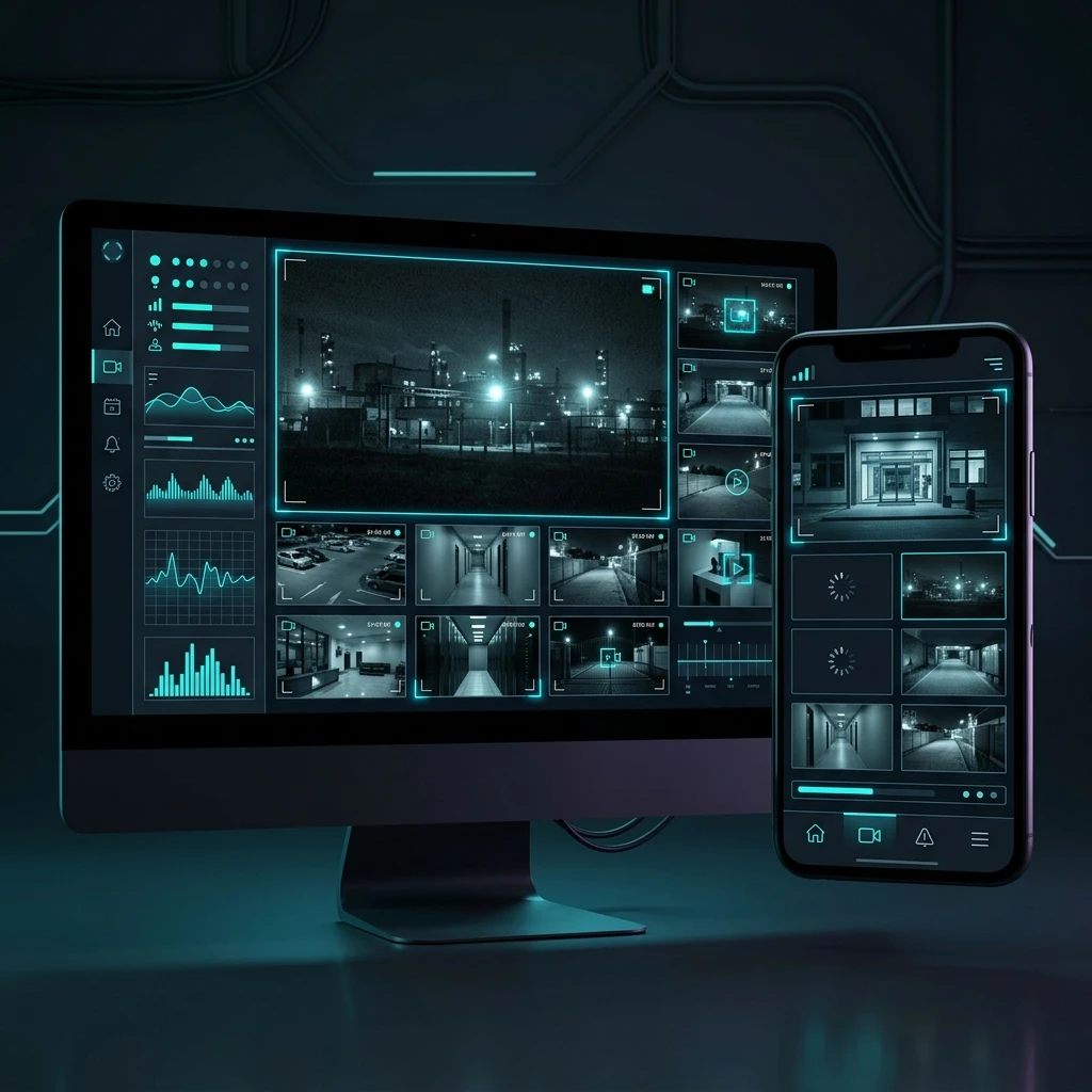 Aplicativo e painel da Sentinela Monitoramento em smartphone e desktop